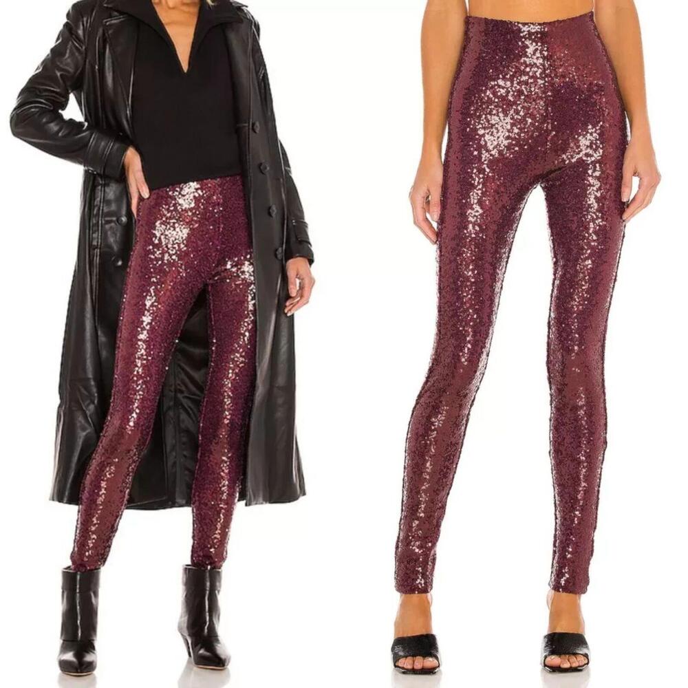 LKNW Commando sequin leggings M brownish burgandy wine
